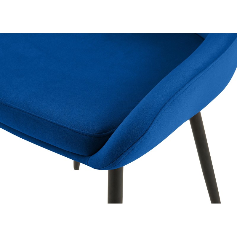 Silla de comedor Elmira en terciopelo azul oscuro y negro