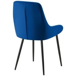 Silla de comedor Elmira en terciopelo azul oscuro y negro