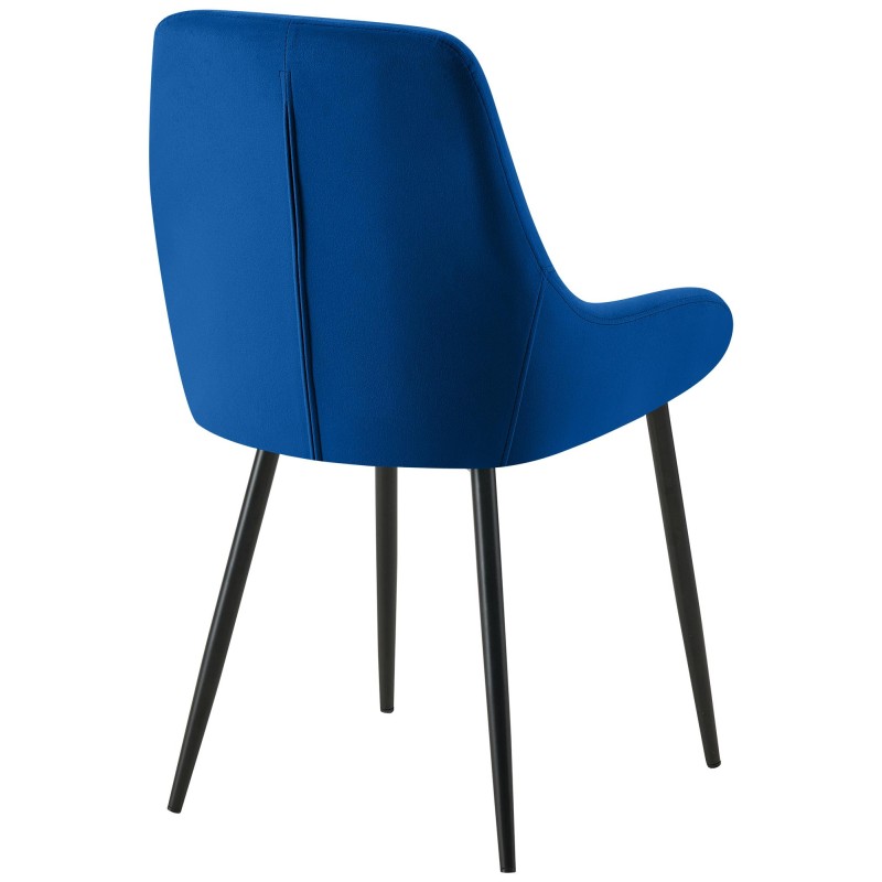 Silla de comedor Elmira en terciopelo azul oscuro y negro