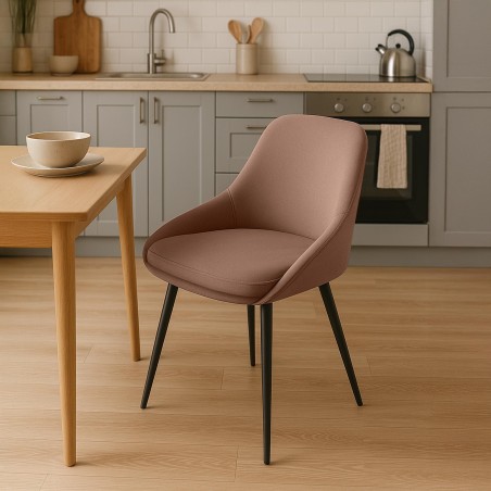 Silla de comedor Elmira en terciopelo negro y marrón