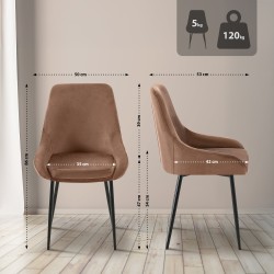 Silla de comedor Elmira en terciopelo negro y marrón