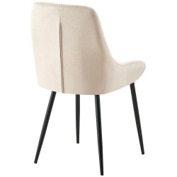 Silla de comedor Elmira en terciopelo negro crema