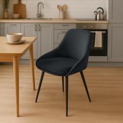 Silla de comedor Elmira de terciopelo negro