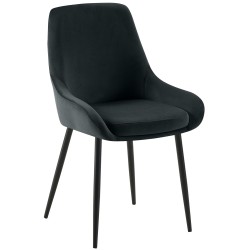 Silla de comedor Elmira de terciopelo negro