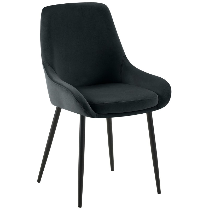 Silla de comedor Elmira de terciopelo negro