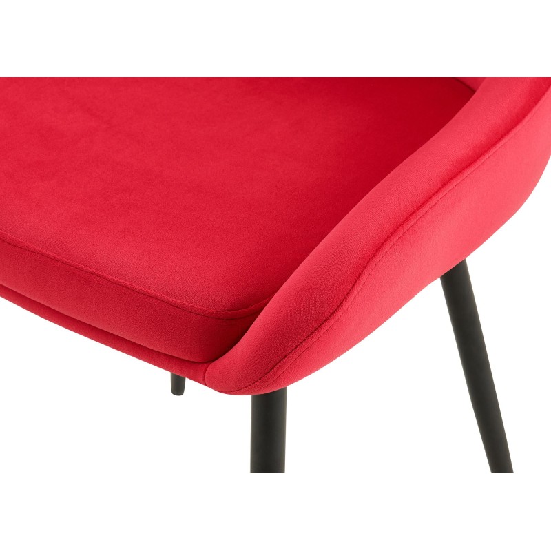 Silla de comedor Elmira en terciopelo rojo y negro