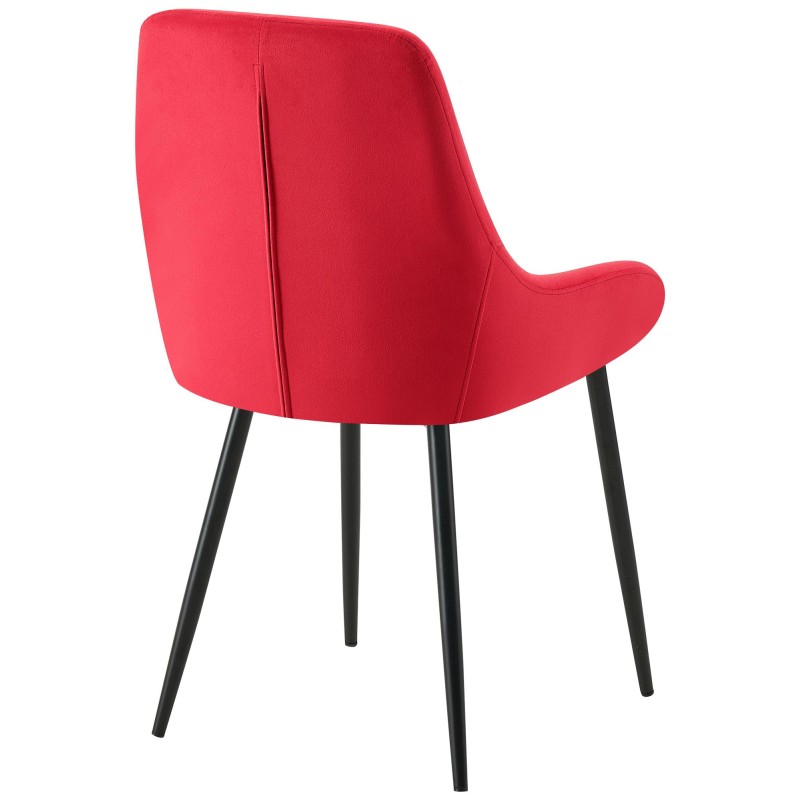 Silla de comedor Elmira en terciopelo rojo y negro