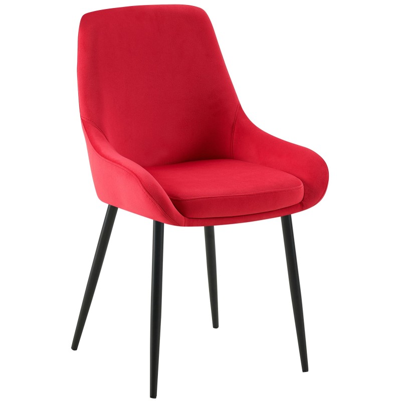 Silla de comedor Elmira en terciopelo rojo y negro
