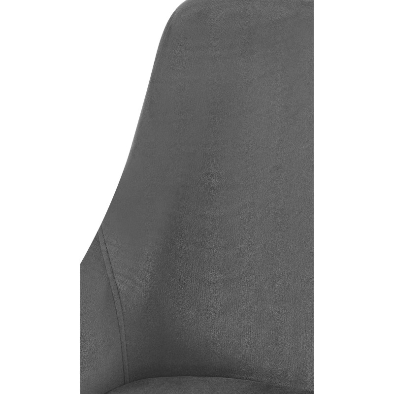 Silla de comedor Elmira en terciopelo gris oscuro y dorado