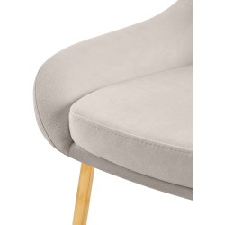 Silla de comedor Elmira en terciopelo gris dorado