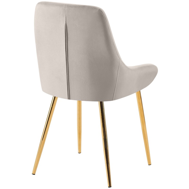 Silla de comedor Elmira en terciopelo gris dorado