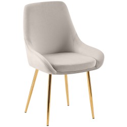 Silla de comedor Elmira en terciopelo gris dorado