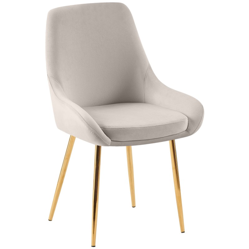Silla de comedor Elmira en terciopelo gris dorado