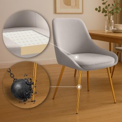 Silla de comedor Elmira en terciopelo gris dorado