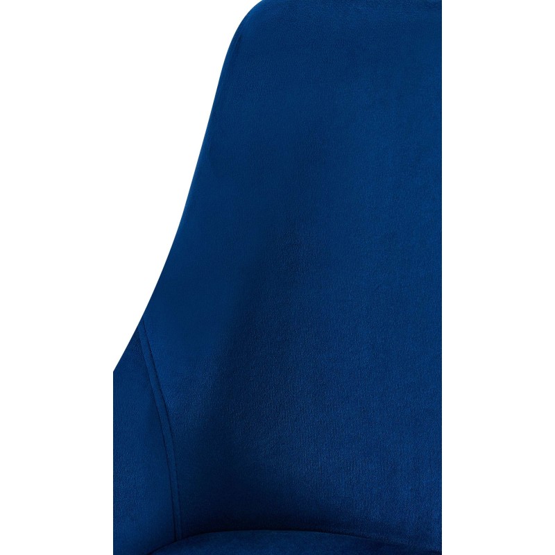 Silla de comedor Elmira en terciopelo azul oscuro y dorado