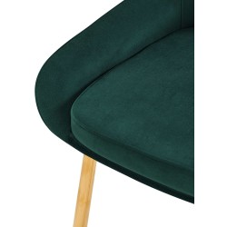 Silla de comedor Elmira en terciopelo verde dorado