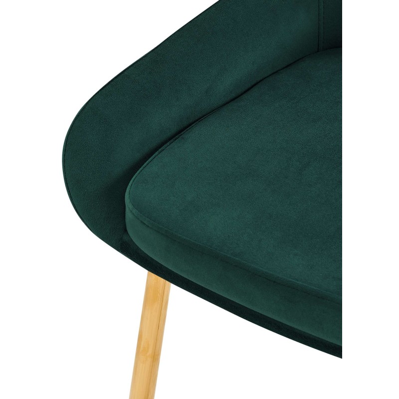 Silla de comedor Elmira en terciopelo verde dorado