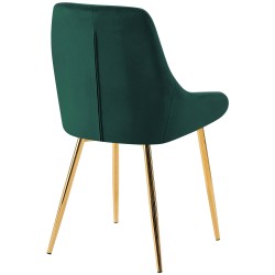 Silla de comedor Elmira en terciopelo verde dorado