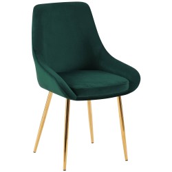Silla de comedor Elmira en terciopelo verde dorado