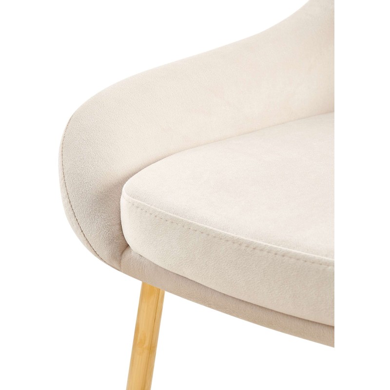 Silla de comedor Elmira en terciopelo color crema y dorado