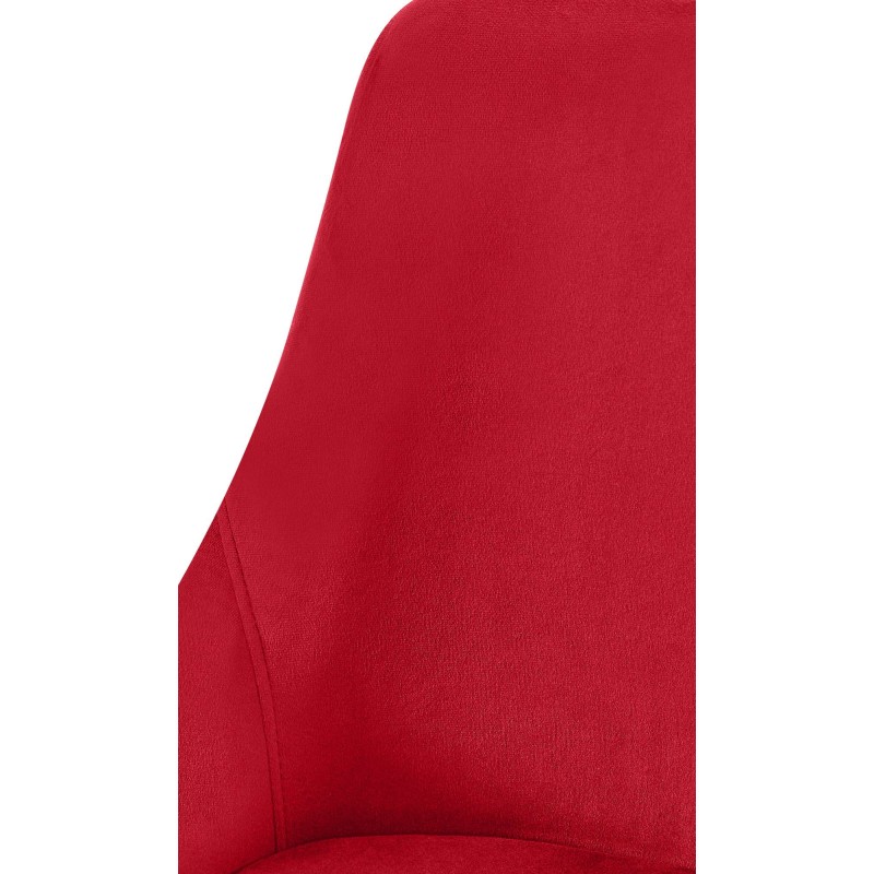 Silla de comedor Elmira en terciopelo rojo dorado