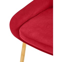 Silla de comedor Elmira en terciopelo rojo dorado