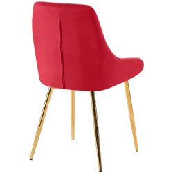 Silla de comedor Elmira en terciopelo rojo dorado