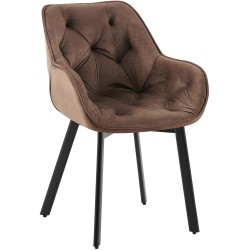 Silla de comedor Antigo de terciopelo marrón