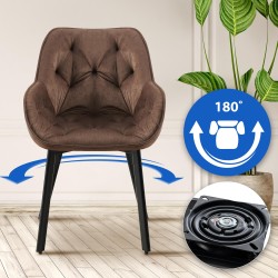 Silla de comedor Antigo de terciopelo marrón