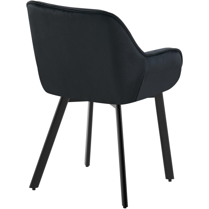 Silla de comedor Antigo de terciopelo negro.