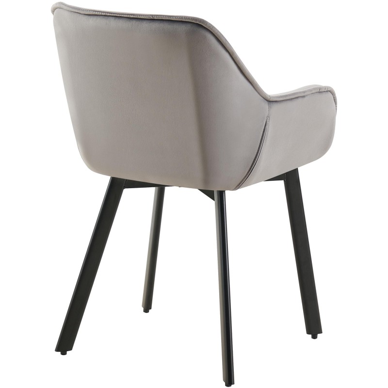 Silla de comedor Antigo en terciopelo gris oscuro