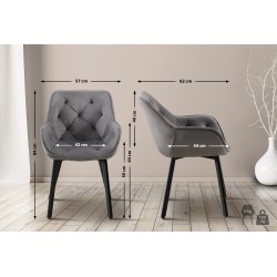Silla de comedor Antigo en terciopelo gris oscuro