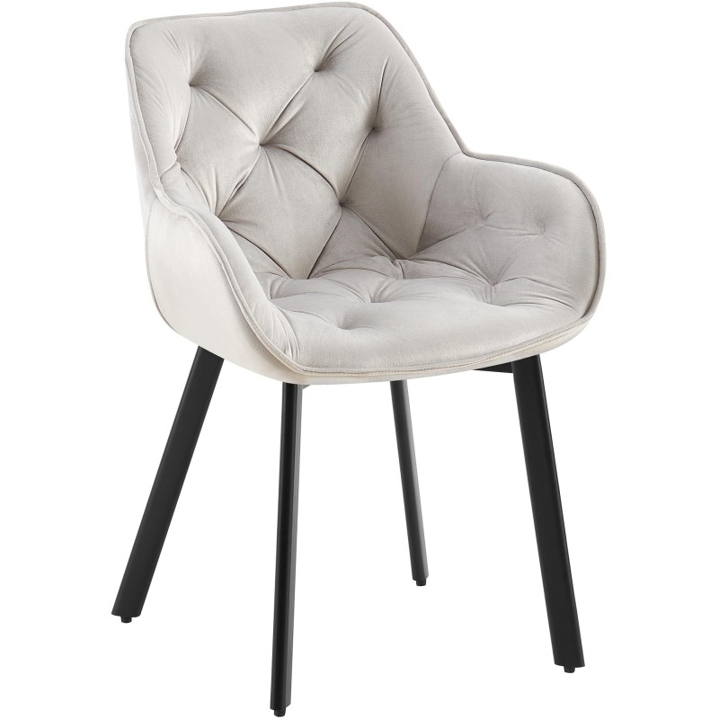 Silla de comedor Antigo de terciopelo gris.