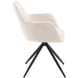 Silla de comedor Olema en tela color crema