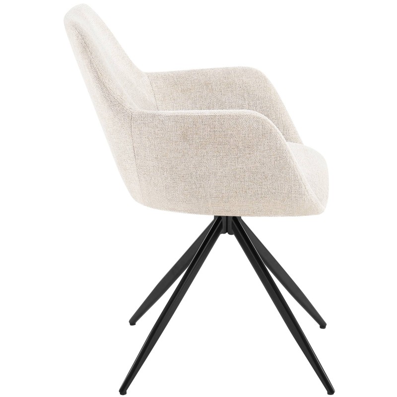 Silla de comedor Olema en tela color crema