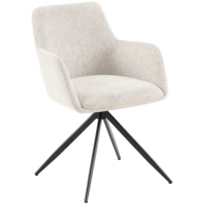 Silla de comedor Olema en tela color crema