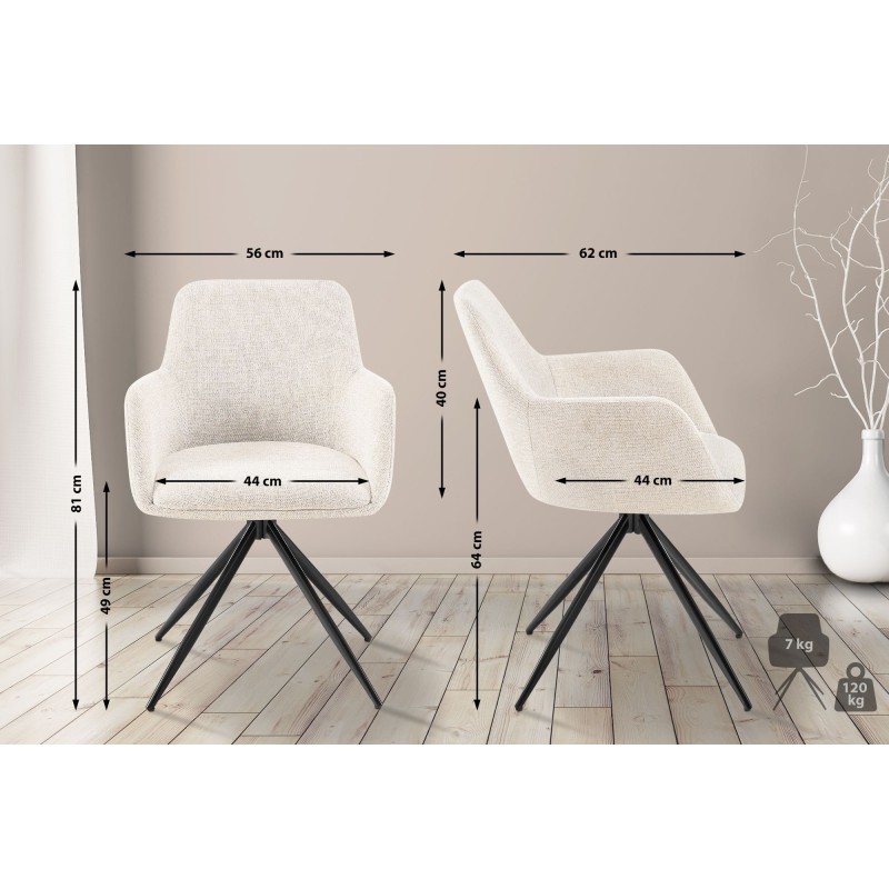 Silla de comedor Olema en tela color crema
