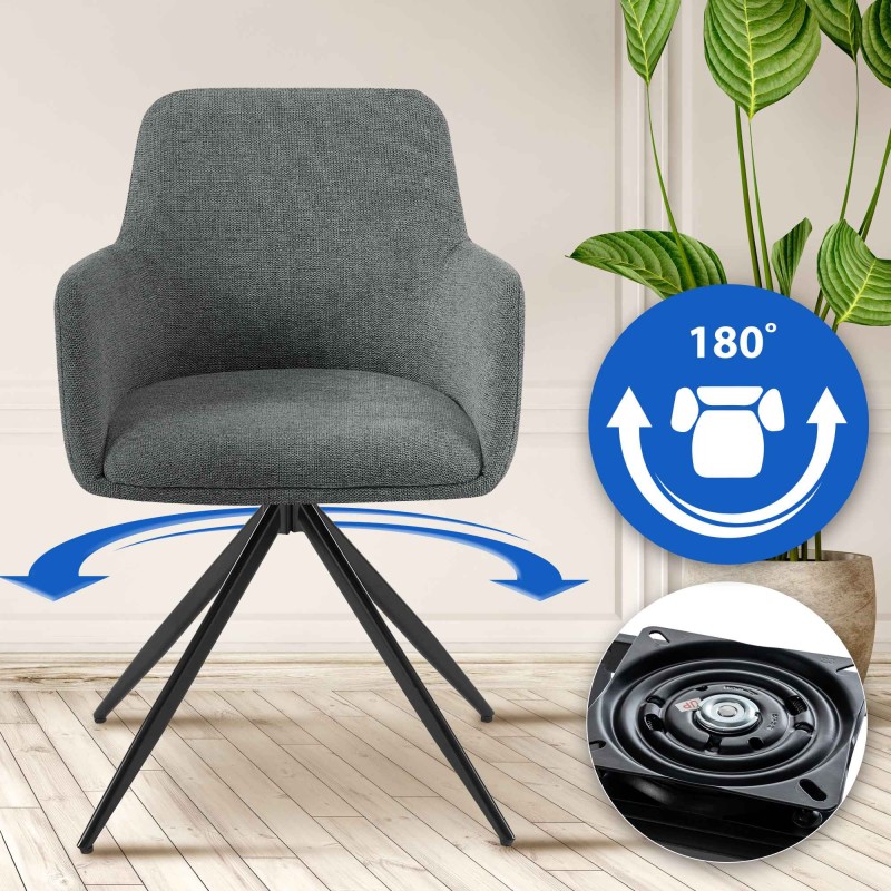Silla de comedor Olema en tela gris