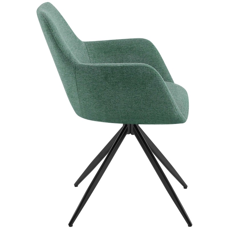 Silla de comedor Olema en tela verde