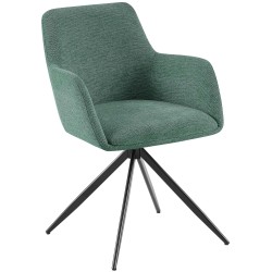 Silla de comedor Olema en tela verde