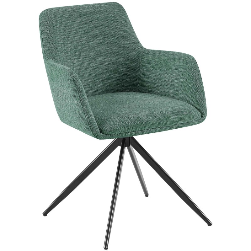 Silla de comedor Olema en tela verde