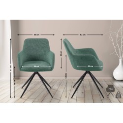 Silla de comedor Olema en tela verde