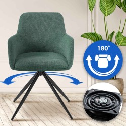 Silla de comedor Olema en tela verde