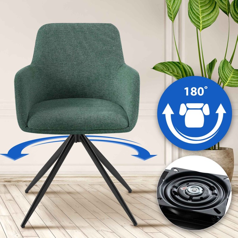 Silla de comedor Olema en tela verde