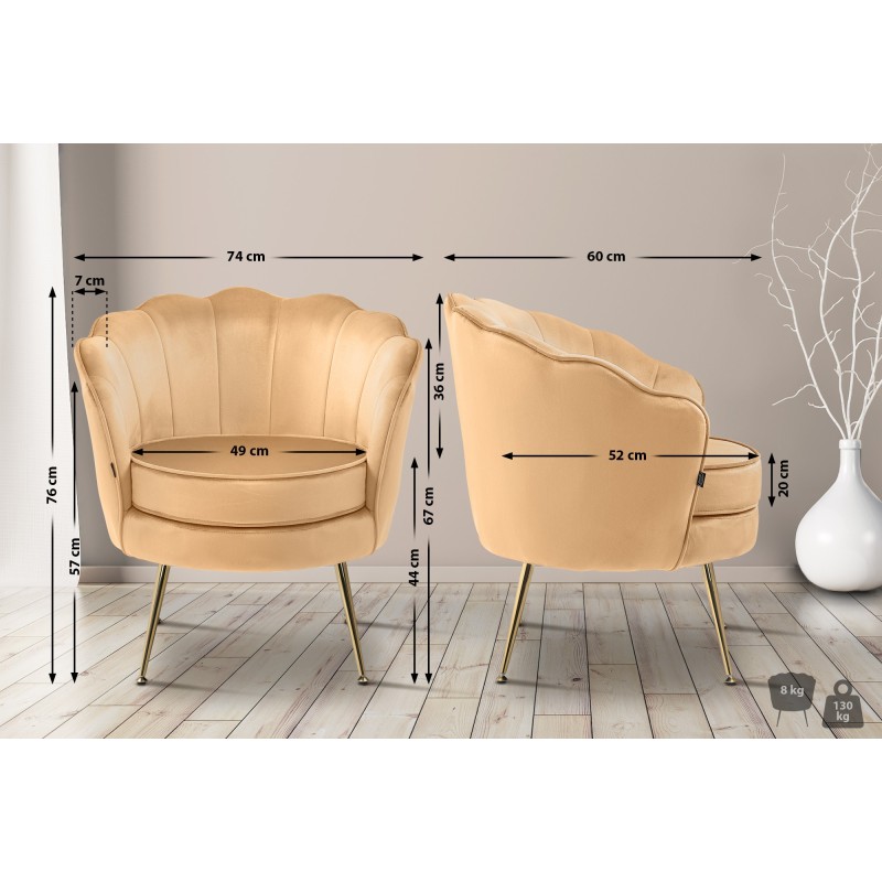 Silla Rosita en terciopelo amarillo