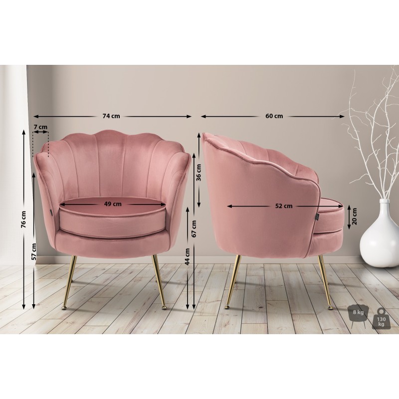Silla Rosita en terciopelo rosa
