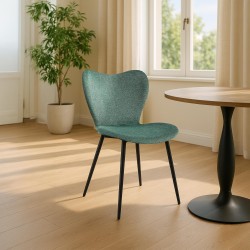 Silla de comedor Maika en tela verde