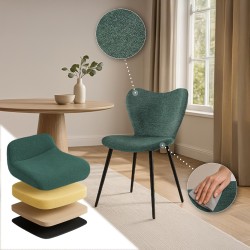 Silla de comedor Maika en tela verde