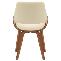 Silla de comedor Vangale en polipiel nogal/crema