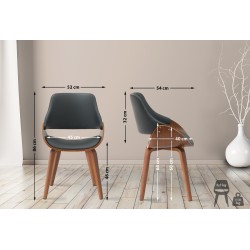 Silla de comedor Vangale en nogal/polipiel negra